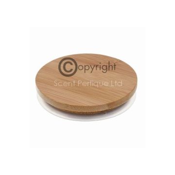 BAMBOO WOODEN CANDLE LID 81MM WITH SEAL - NEW! 